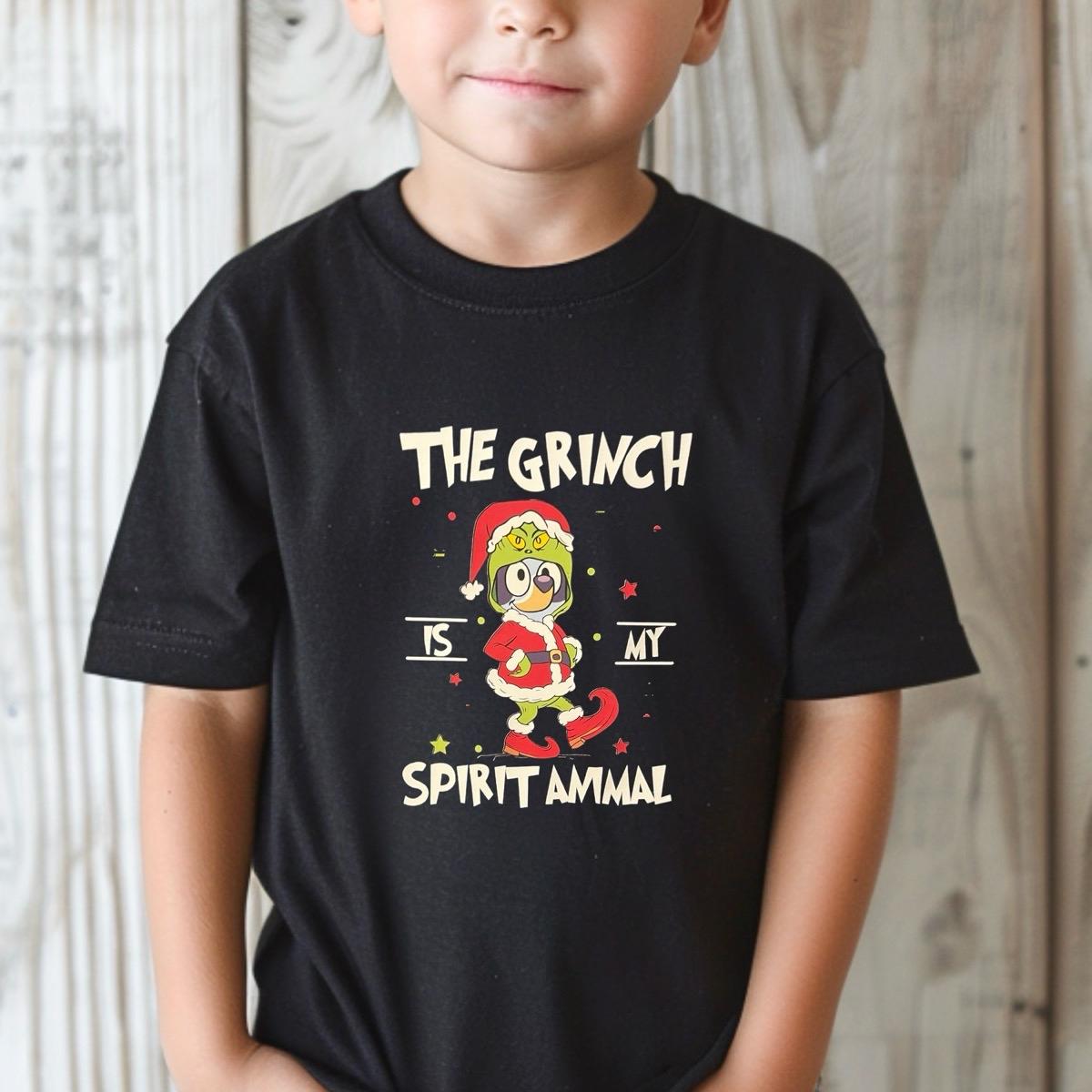 The grinch x bluey is my spirit animal kids unisex Tshirt Christmas gift