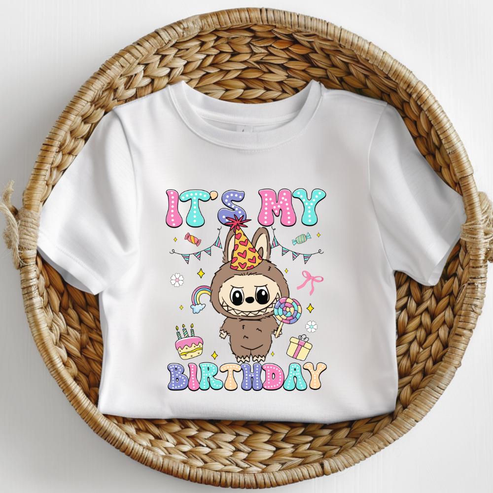 its my birthday unisex labubu tshirt colourful kids Tshirt cotton toddler unisex cute top