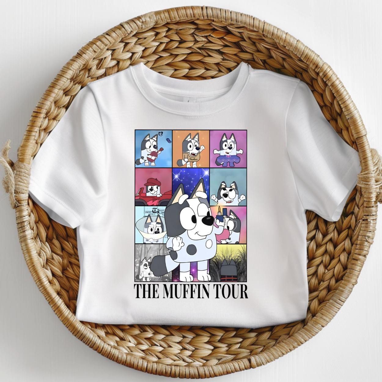 the muffin tour bluey child tshirt kids unisex design gift tee toddler boy or girl