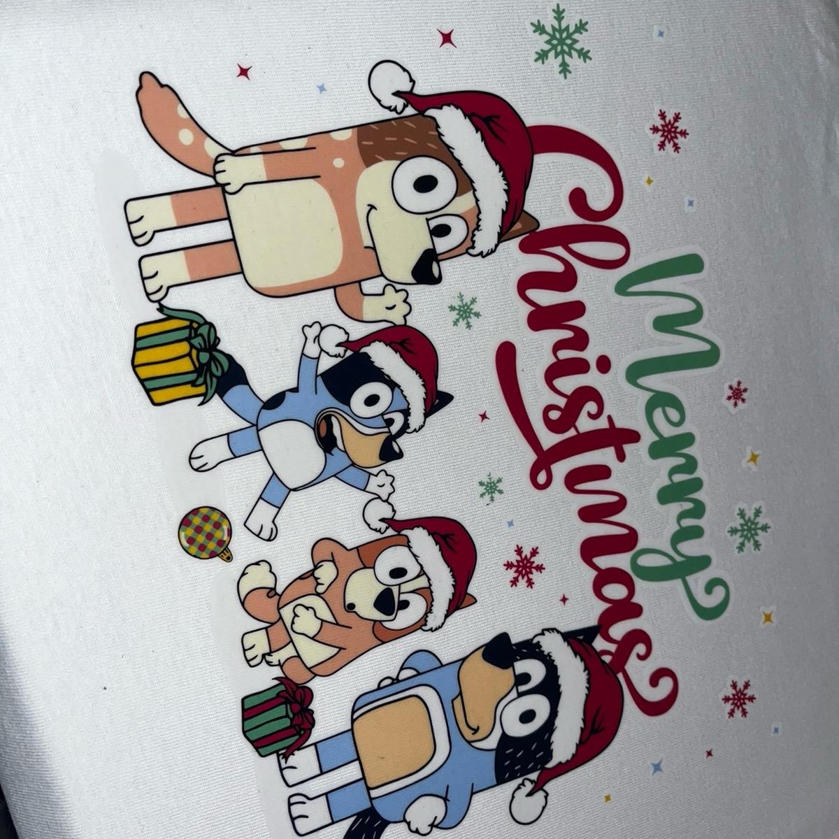 Bluey inspired merry Christmas tshirt Cotton Menswear womenswear matching family Unisex