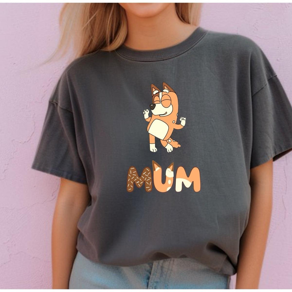 Mum T-Shirt Cotton Bluey inspired chilli heeler Top Womenswear Tshirt graphic  tee tees women's shirts