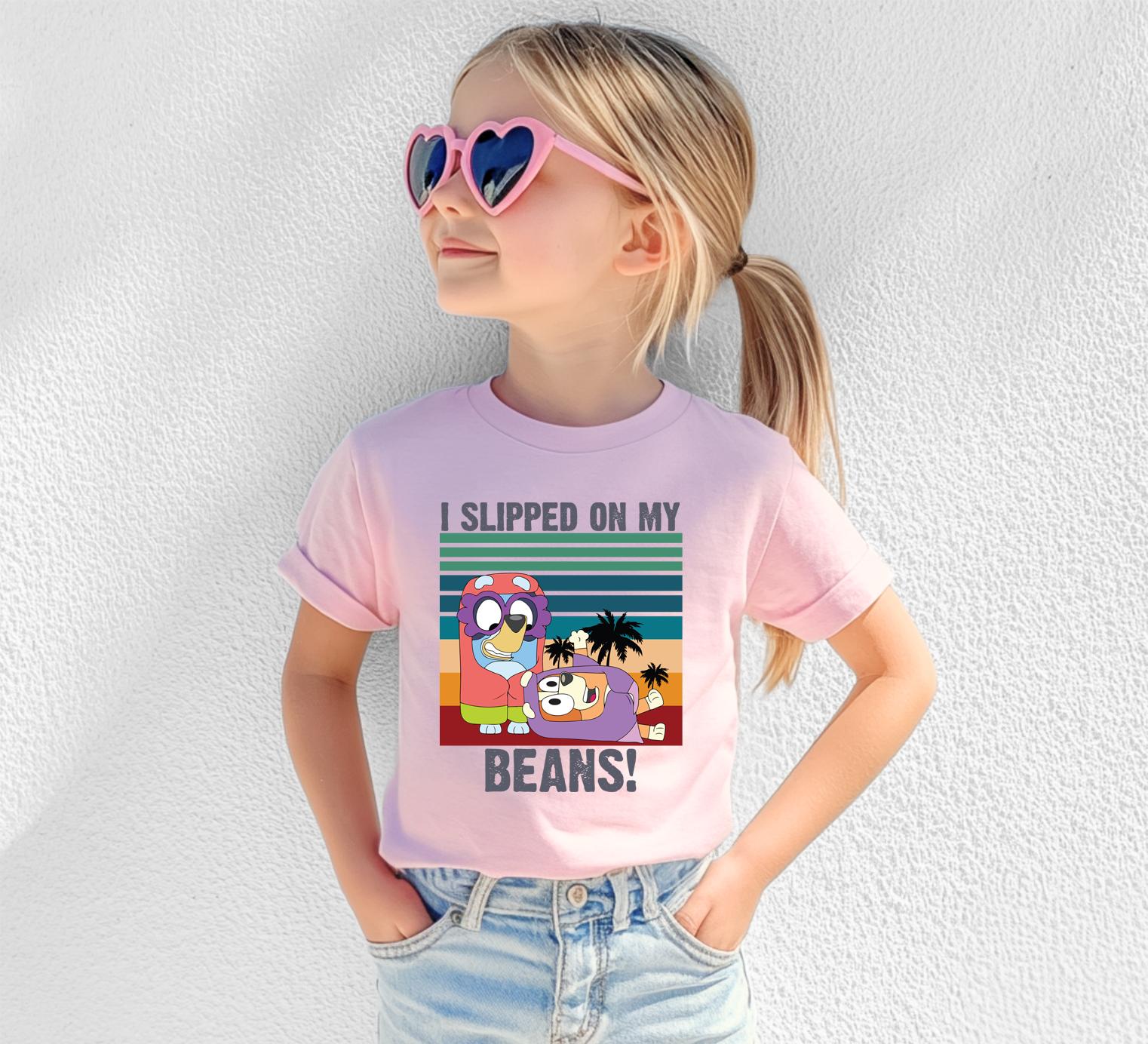 Bluey Slipped on my beans child tshirt kids unisex design gift tee toddler boy or girl