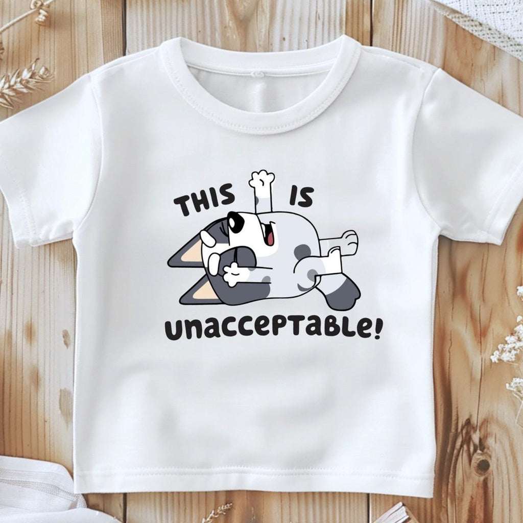 This is unacceptable muffin bluey kids unisex funny Tshirt cotton graphic tee nlury  top