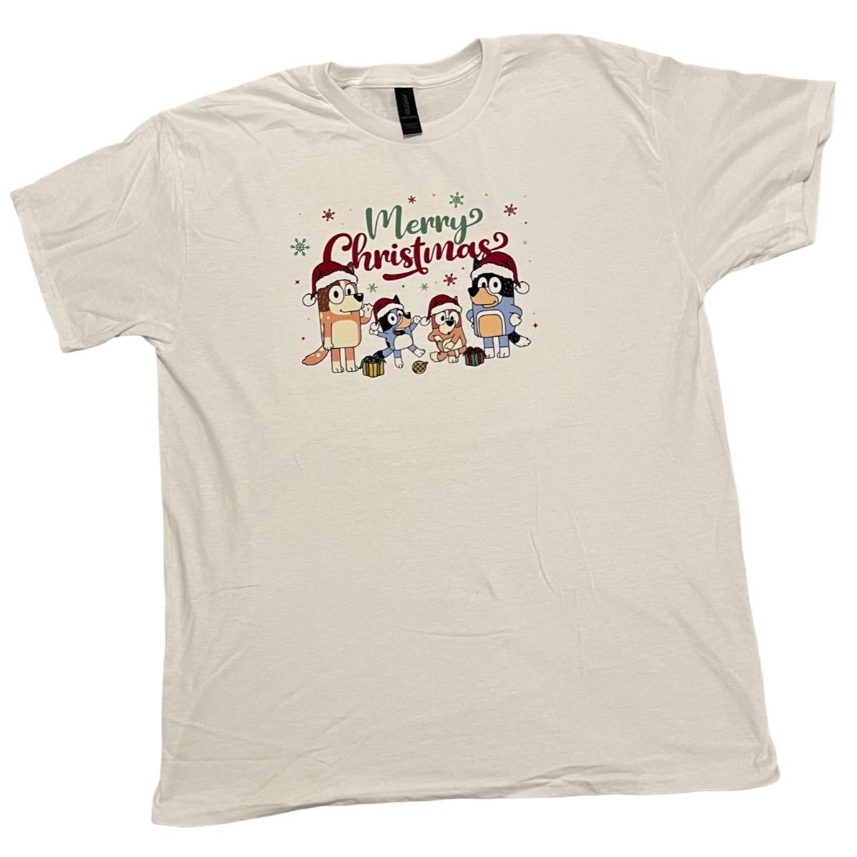 Bluey inspired merry Christmas tshirt Cotton Menswear womenswear matching family Unisex