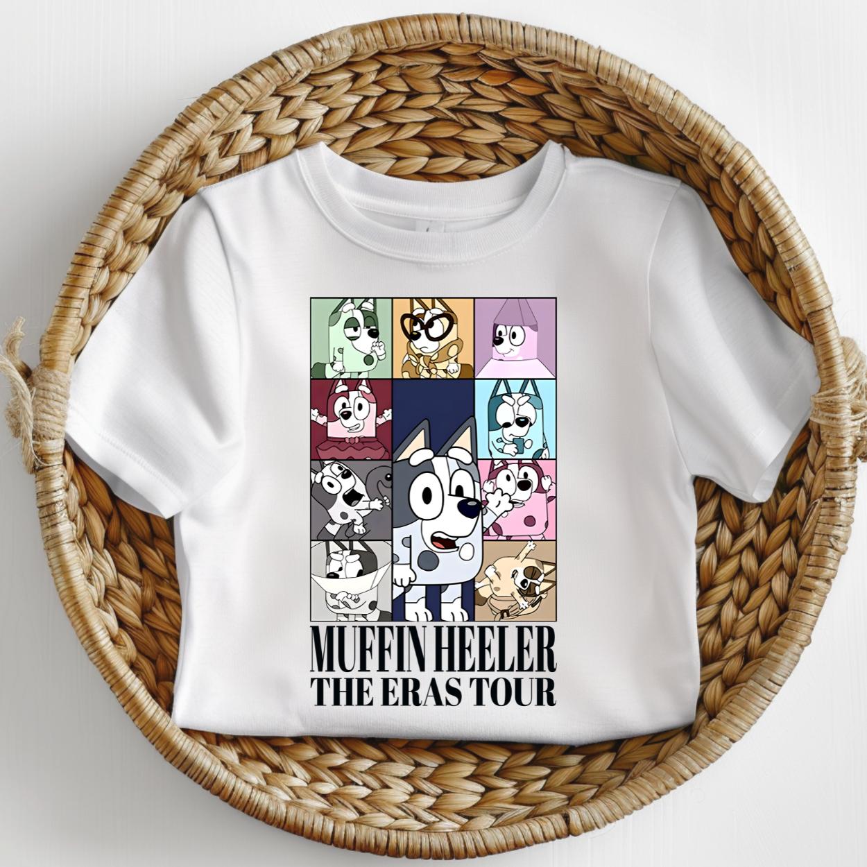 Muffin Heeler the eras tour bluey child tshirt kids unisex design gift tee toddler boy or girl
