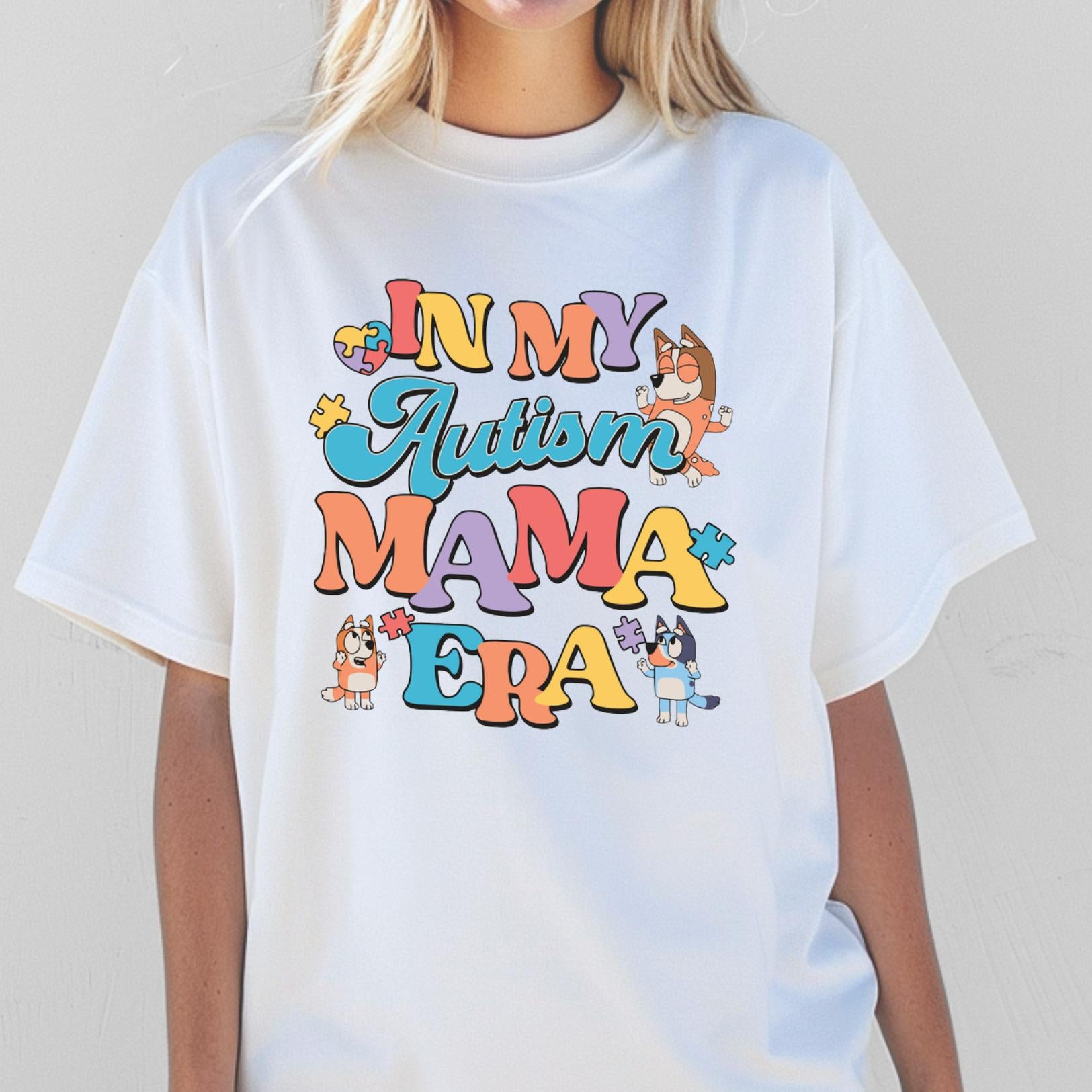 in my Autism Mum era  T-Shirt Cotton Bluey inspired Top Womenswear Tshirt graphic  tee tees women's shirts teeshirt trending  tops